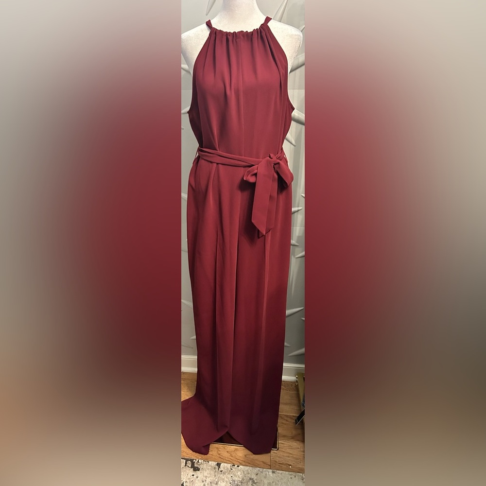 Trina Turk SZ 8 NWT burgundy “Azar Jumpsuit”. Bust 42”/PTP 21” flat/waist 40” - Picture 2 of 9